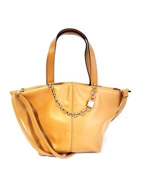 Call It Spring Tan Shoulder Tote with Gold Chain Accent